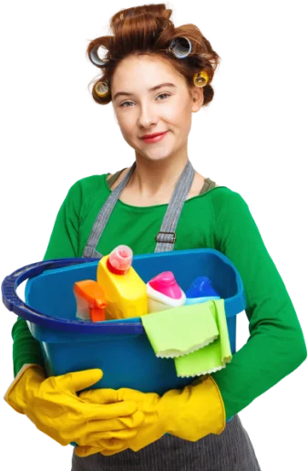 Eco-friendly cleaning professional with products
